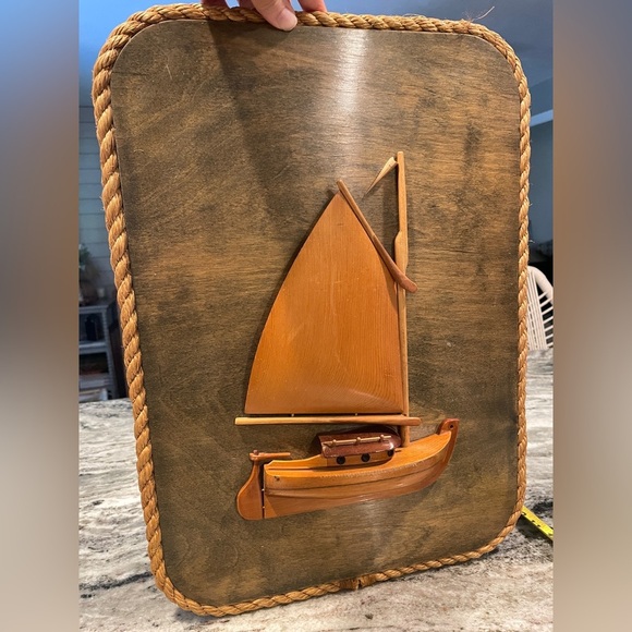 Vintage Wooden 3D Sailboat Plaque - Picture 1 of 6